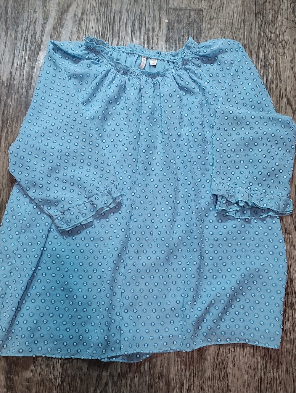 Cato Light Blue Polka Dot Peasant Blouse Size 18/20